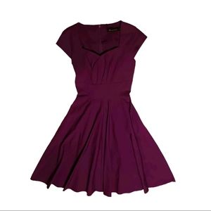 Women 50s Vintage Rockabilly Swing Dress‎ V Neck Evening Party Gown Dress Small